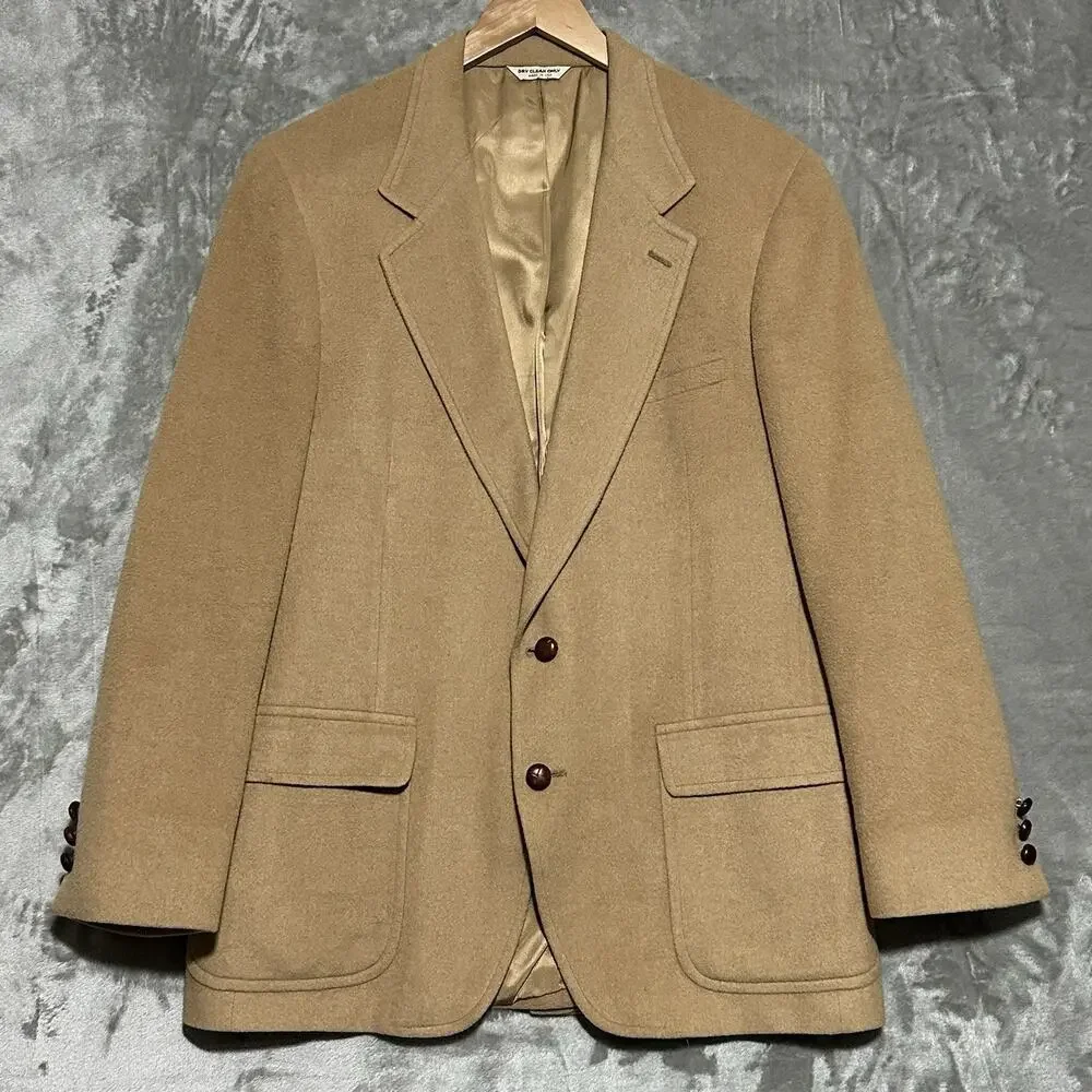 Vintage Barrister 100% Camel Hair Blazer Mens 44R Tan Union‎ Made USA Sport Coat